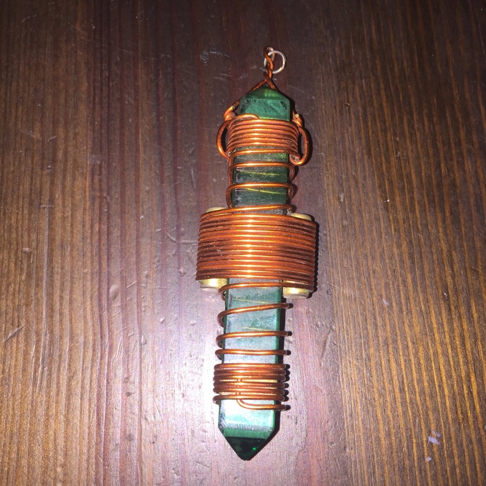 Perfect green tourmaline copper magnet pendant